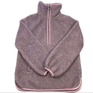 •MADEWELL• Polartec Fleece Popover Jacket Purple Grey Kangaroo Pocket Zipper
